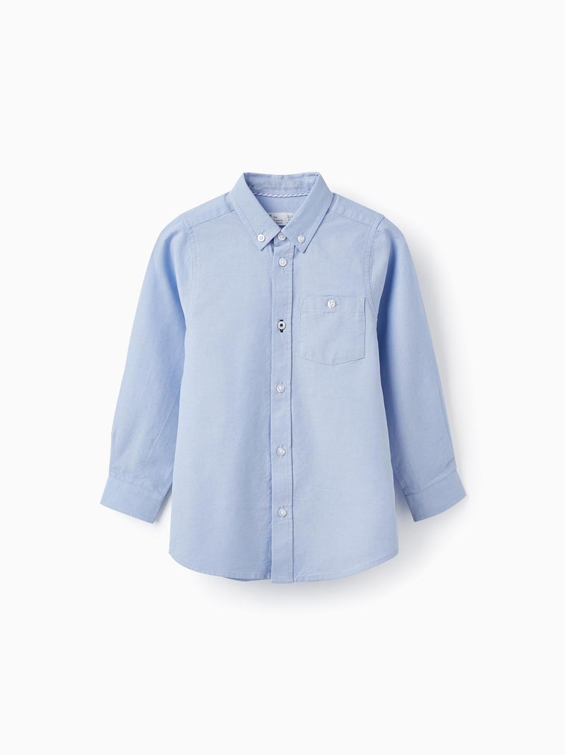 Chemise à Manches Longues en Coton Bleu clair - Kiabi