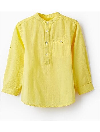 Chemise manches longues gar on jaune Kiabi