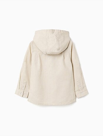 Chemise à manches longues en lin et coton avec capuche