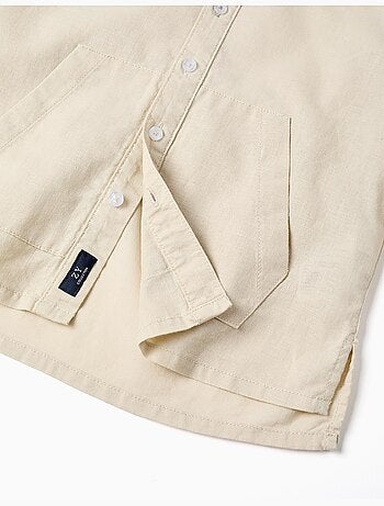 Chemise à manches longues en lin et coton avec capuche