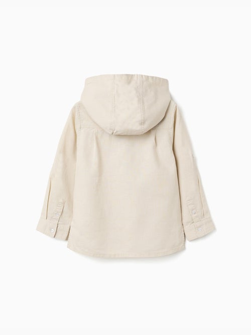 Chemise à manches longues en lin et coton avec capuche - Kiabi