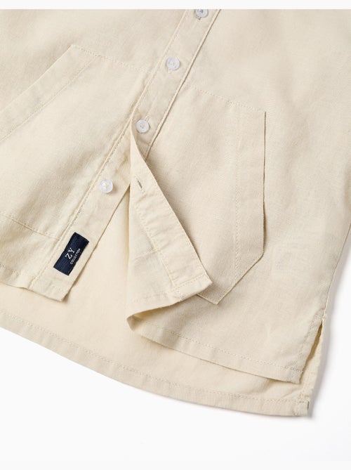 Chemise à manches longues en lin et coton avec capuche - Kiabi