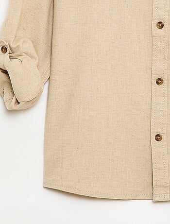 Chemise à manches longues en lin et coton