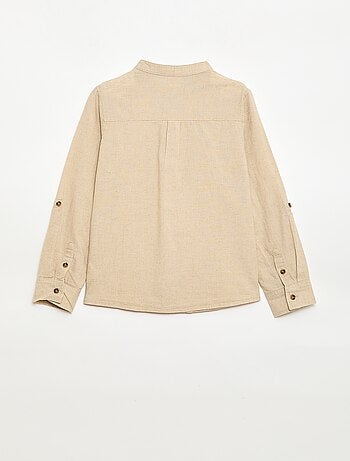 Chemise à manches longues en lin et coton