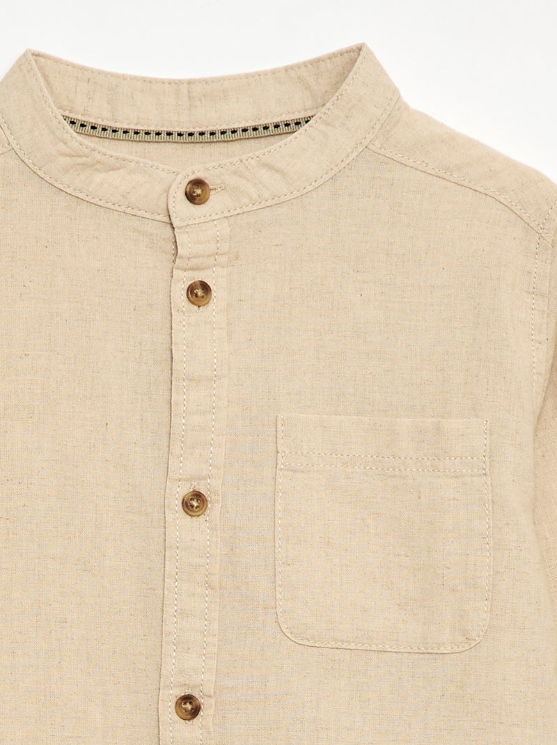 Chemise à manches longues en lin et coton Blanc - Kiabi