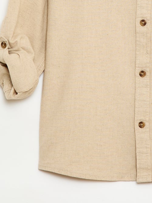 Chemise à manches longues en lin et coton - Kiabi
