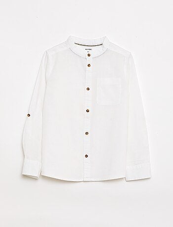 Chemise à manches longues en lin et coton