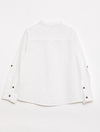 Chemise à manches longues en lin et coton