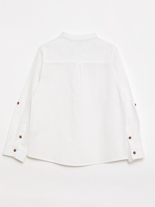 Chemise à manches longues en lin et coton - Kiabi