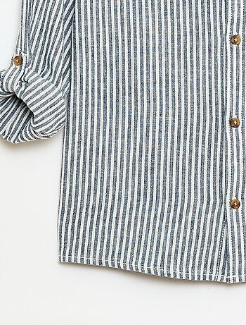 Chemise à manches longues en lin et coton