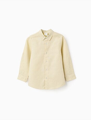 Chemise à manches longues en lin et coton