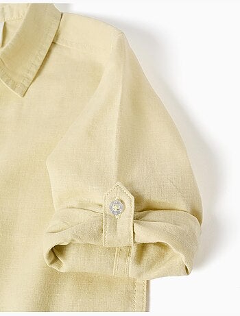 Chemise à manches longues en lin et coton