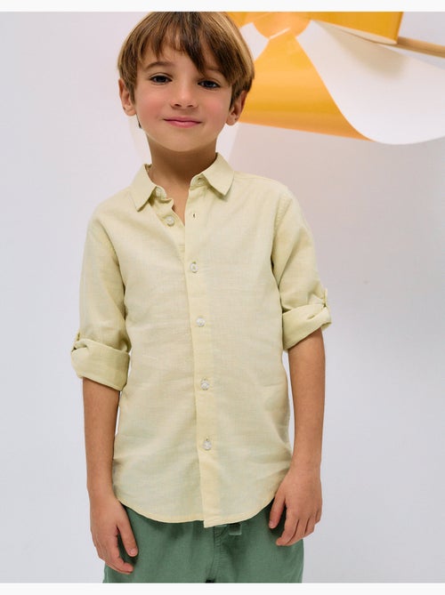 Chemise à manches longues en lin et coton - Kiabi
