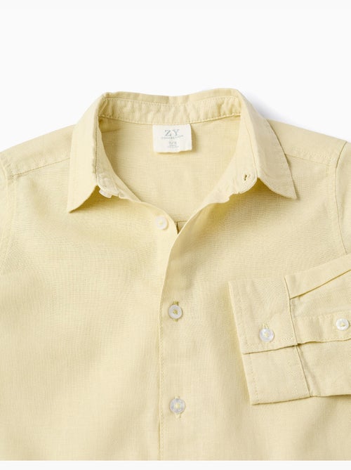Chemise à manches longues en lin et coton - Kiabi