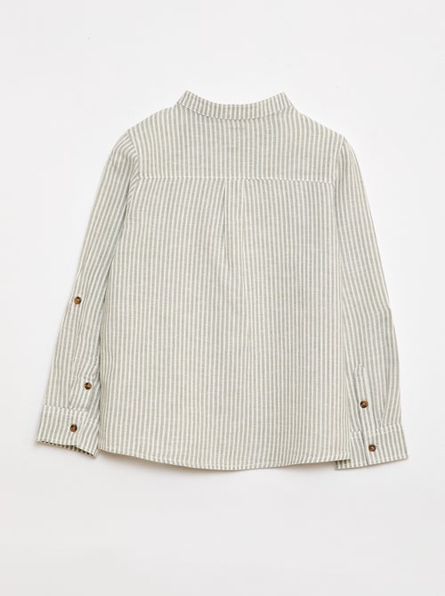 Chemise à manches longues en lin et coton - Kiabi