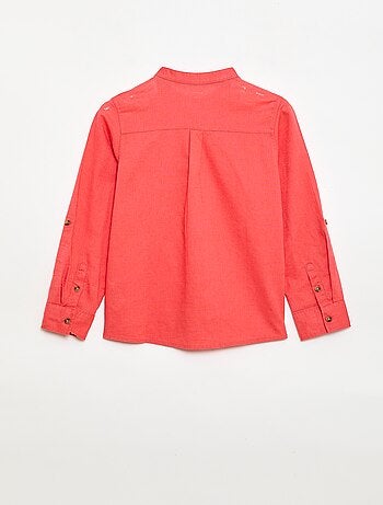 Chemise à manches longues en lin et coton