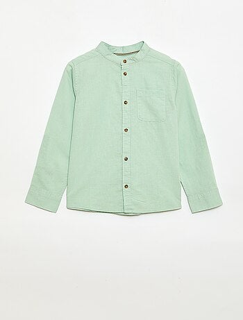 Chemise à manches longues en lin et coton