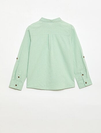 Chemise à manches longues en lin et coton