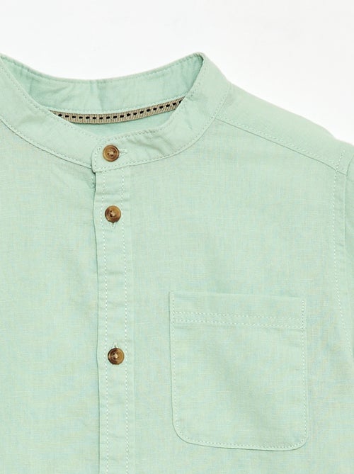 Chemise à manches longues en lin et coton - Kiabi