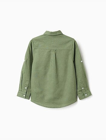 Chemise à manches longues en lin et coton