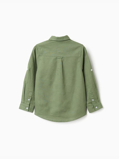 Chemise à manches longues en lin et coton - Kiabi