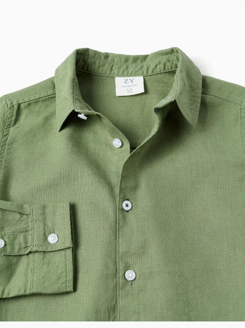 Chemise à manches longues en lin et coton - Kiabi