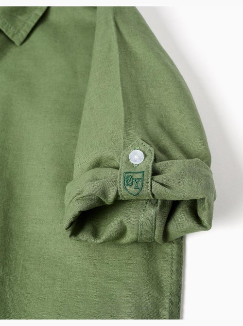 Chemise à manches longues en lin et coton - Kiabi