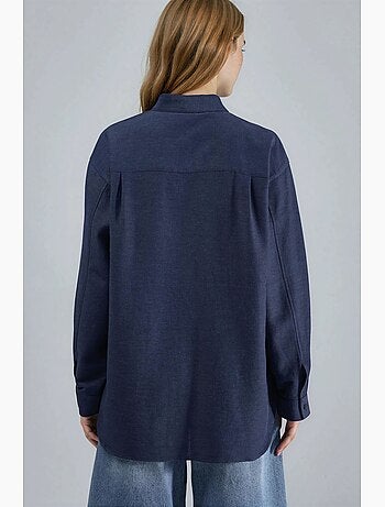 Chemise à manches longues en lin mélangé avec fermeture boutonnée hiccup