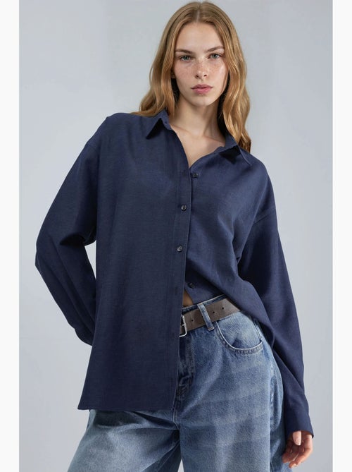 Chemise à manches longues en lin mélangé avec fermeture boutonnée hiccup - Kiabi Chemise à manches longues en lin mélangé avec fermeture boutonnée hiccup - Kiabi