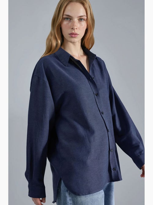 Chemise à manches longues en lin mélangé avec fermeture boutonnée hiccup - Kiabi Chemise à manches longues en lin mélangé avec fermeture boutonnée hiccup - Kiabi