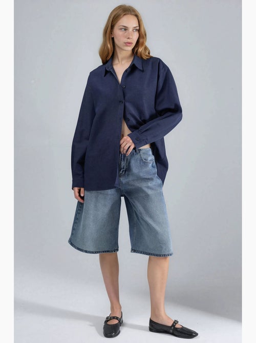 Chemise à manches longues en lin mélangé avec fermeture boutonnée hiccup - Kiabi Chemise à manches longues en lin mélangé avec fermeture boutonnée hiccup - Kiabi
