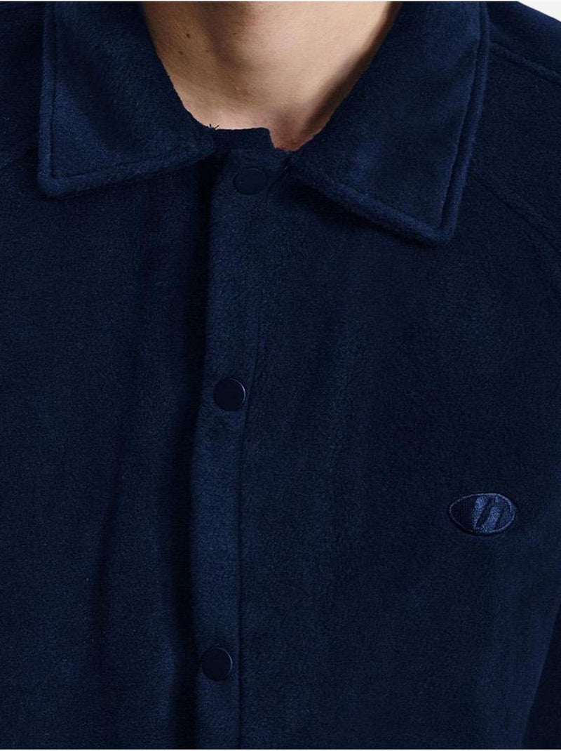 Chemise à manches longues en maille texturée avec fermeture boutonnée giesto Bleu marine - Kiabi