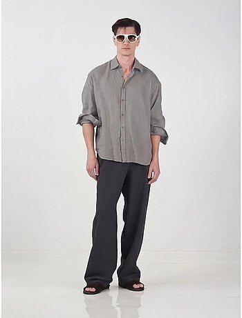 Chemise à manches longues en mélange de lin oversize giesto