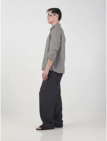 Chemise à manches longues en mélange de lin oversize giesto