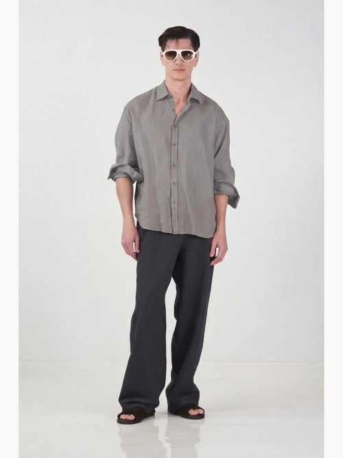 Chemise à manches longues en mélange de lin oversize giesto - Kiabi Chemise à manches longues en mélange de lin oversize giesto - Kiabi