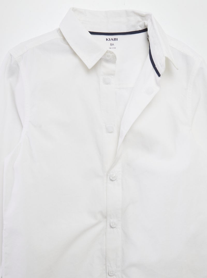 Chemise à manches longues en popeline - So Easy blanc - Kiabi