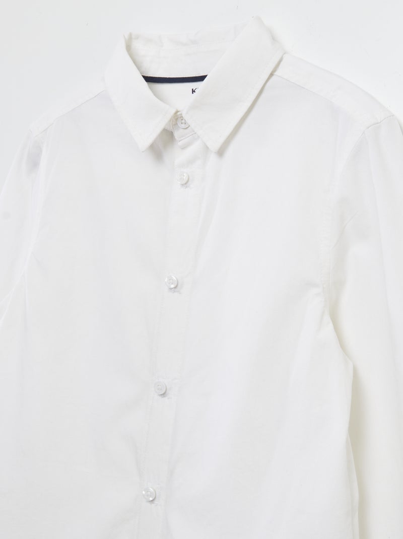 Chemise à manches longues en popeline - So Easy blanc - Kiabi