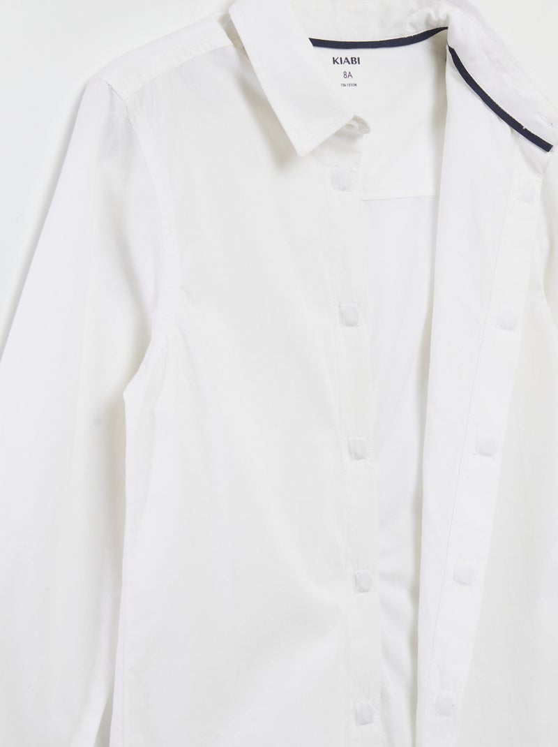 Chemise à manches longues en popeline - So Easy blanc - Kiabi
