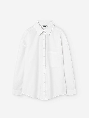 Chemise à manches longues en popeline avec poche poitrine