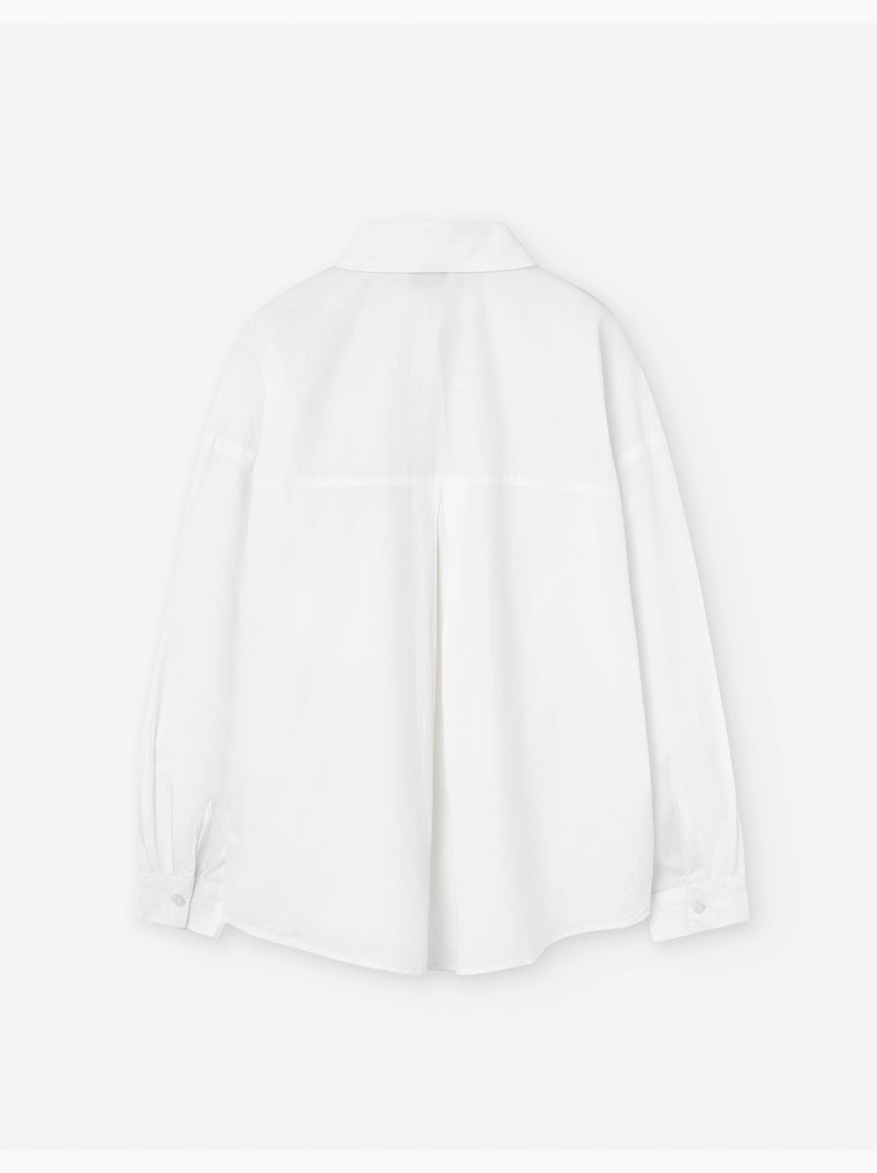 Chemise à manches longues en popeline avec poche poitrine Blanc - Kiabi