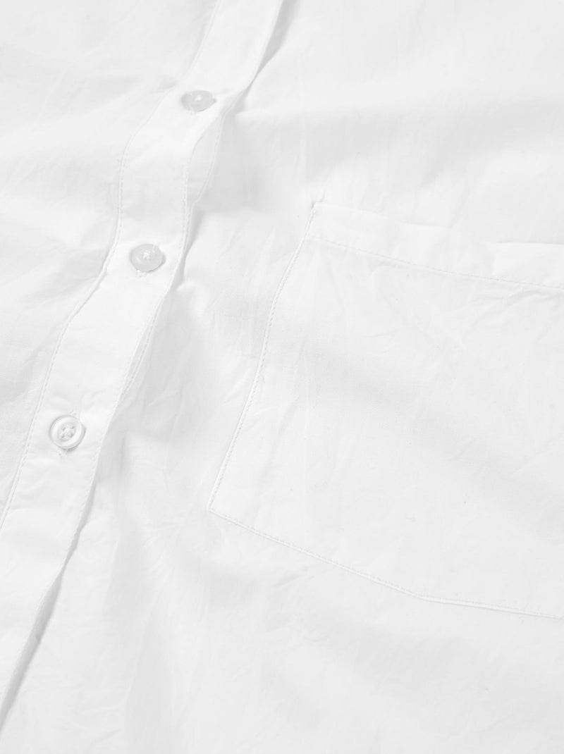 Chemise à manches longues en popeline avec poche poitrine Blanc - Kiabi
