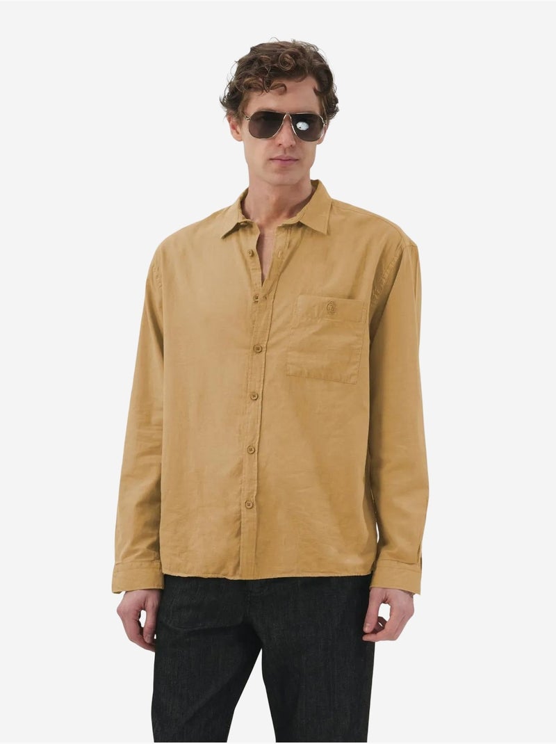 Chemise à manches longues en popeline de coton giesto Grège - Kiabi