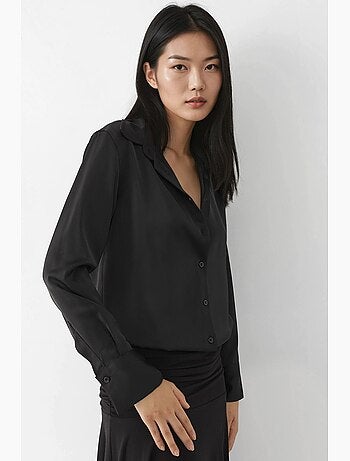 Chemise à manches longues en satin avec fermeture à boutons hiccup