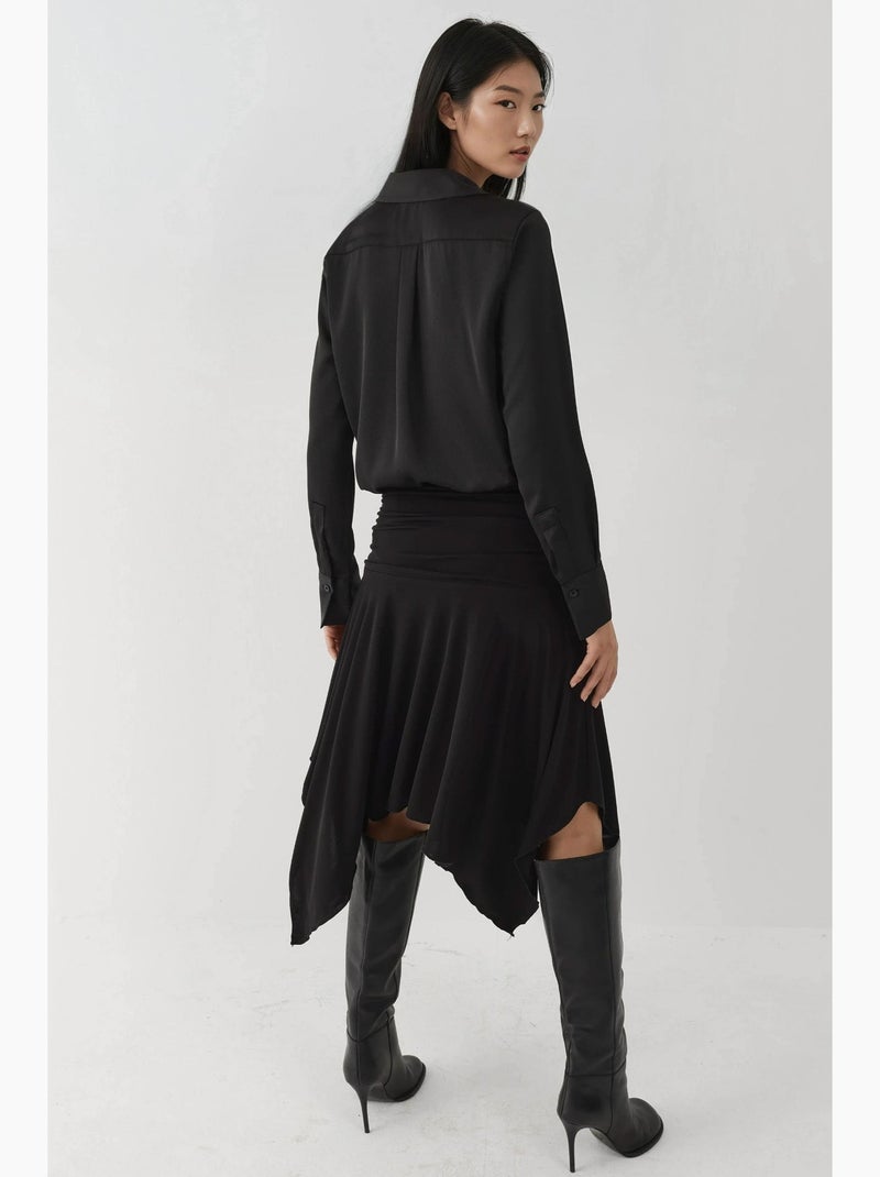 Chemise à manches longues en satin avec fermeture à boutons hiccup Noir - Kiabi