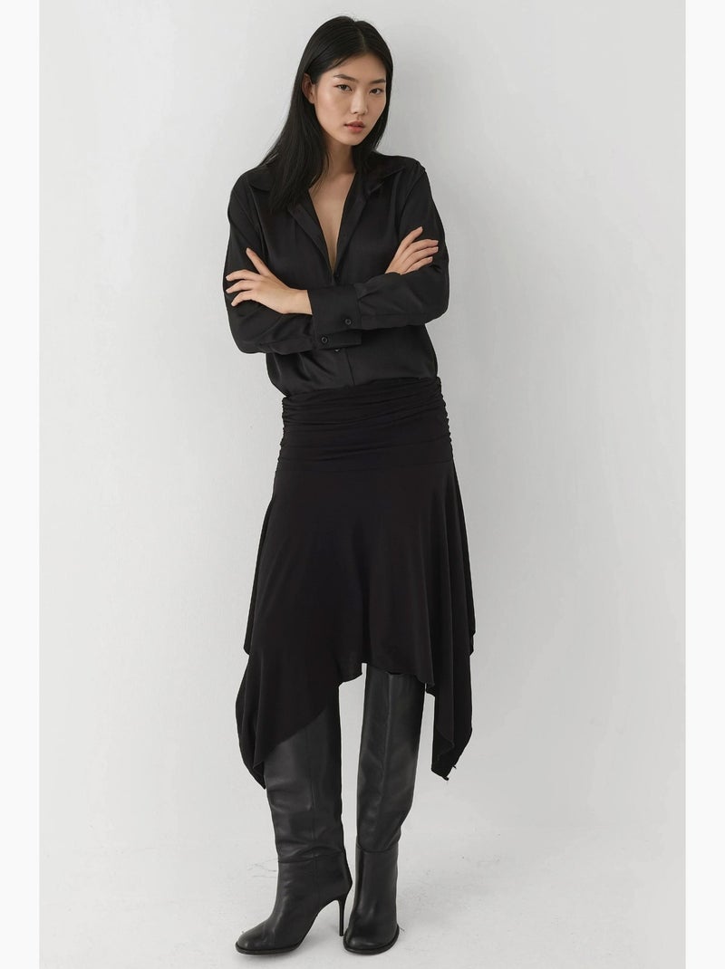 Chemise à manches longues en satin avec fermeture à boutons hiccup Noir - Kiabi