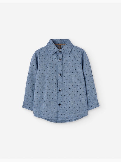 Chemise à manches longues en sergé avec motif d'avion - Kiabi