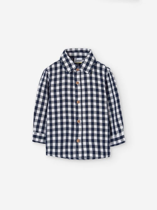 Chemise à manches longues en sergé avec motif Vichy - Kiabi