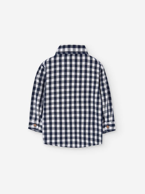 Chemise à manches longues en sergé avec motif Vichy - Kiabi
