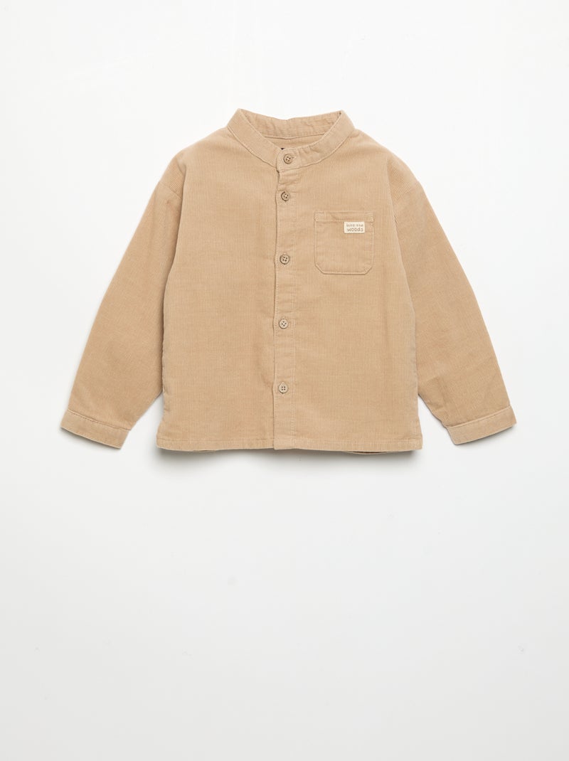 Chemise à manches longues en velours côtelé Beige - Kiabi