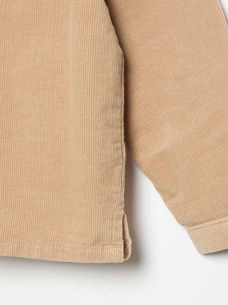 Chemise à manches longues en velours côtelé Beige - Kiabi